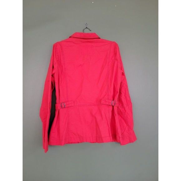 Eddie Bauer Womens Small Orange Cotton Lightweight Utility Jacket Military Coat - Picture 9 of 9